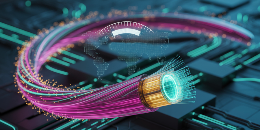 Pesquisadores do Japão atingem velocidade de 1,02 petabit por segundo em testes com nova fibra óptica./ Ilustração Cortesia Editorial Ideia